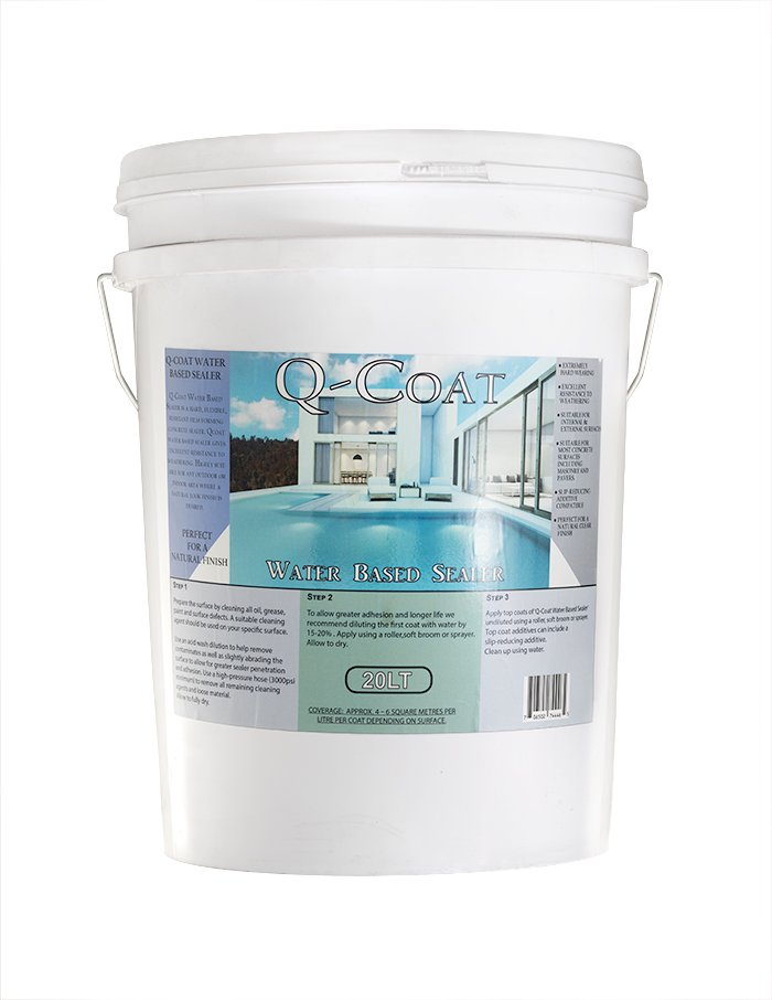 20 Litre white bucket of Q-Coat Water Based Concrete Sealer